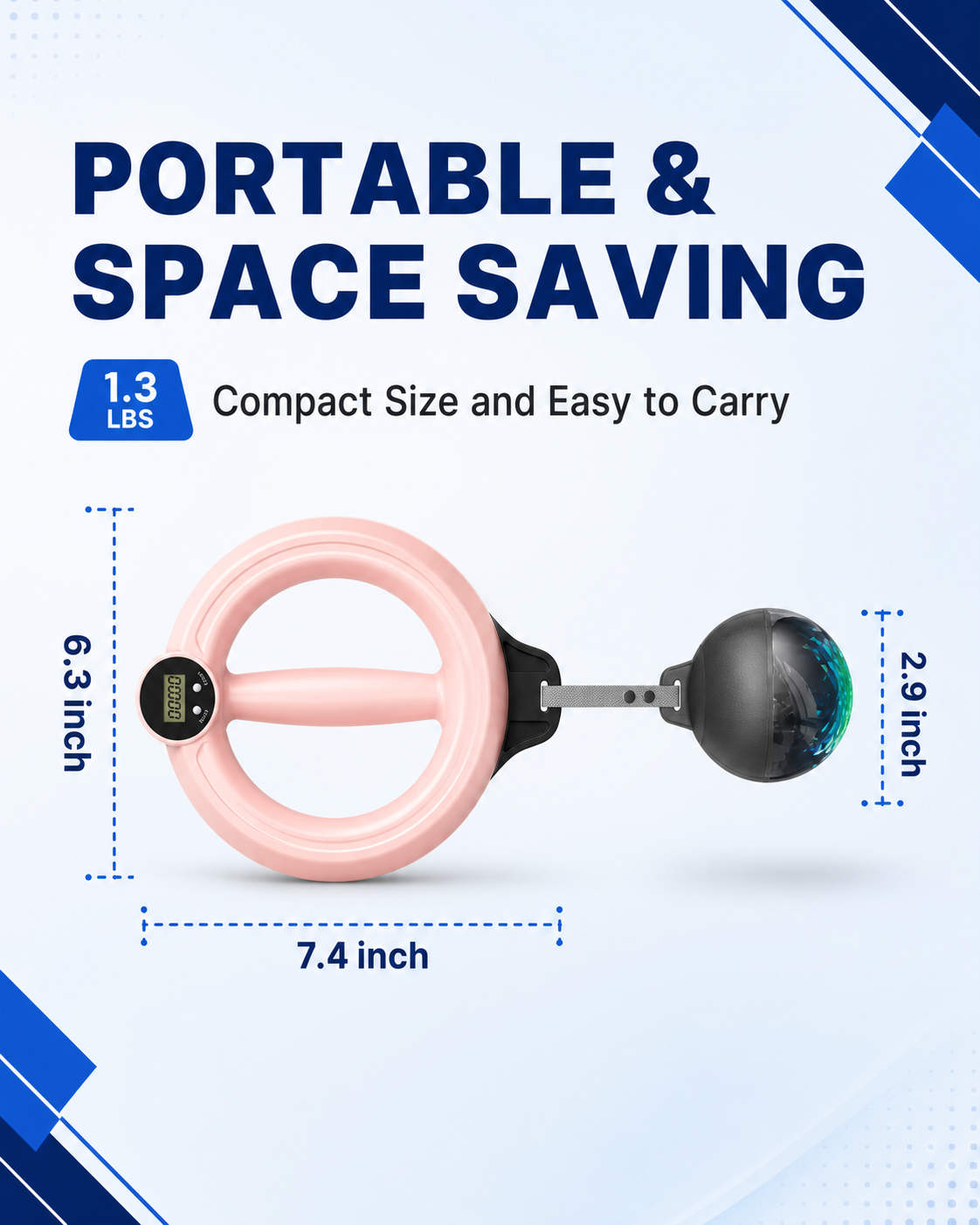 Compact size: about 7.4 x 6.3 inches and 1.3 lb