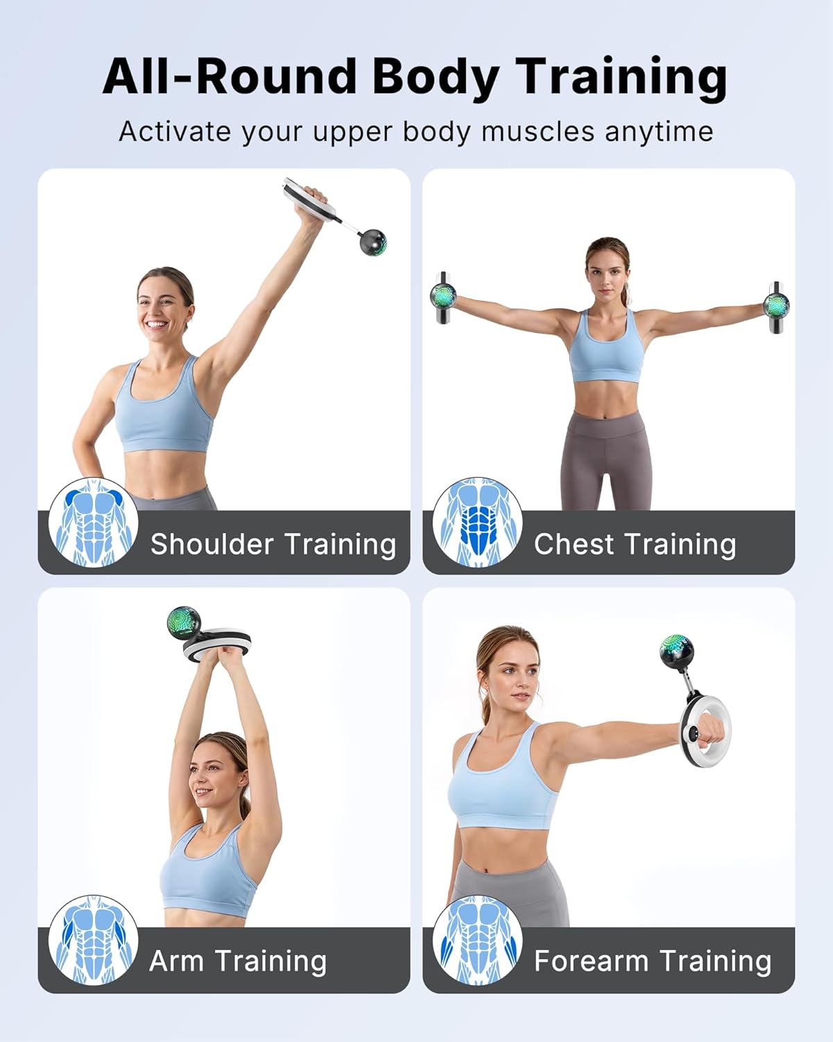 Shoulder, chest, arm and forearm movements with the 360 Arm Trainer