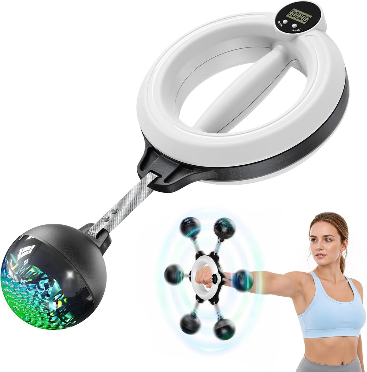360 Arm Trainer in white with built-in LCD counter